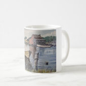 Rowboot op het meer-mok koffiemok (Voorkant rechts)