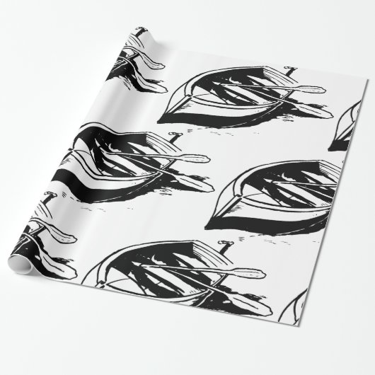 Rowboot Sketch Cadeaupapier (Uitgerold)