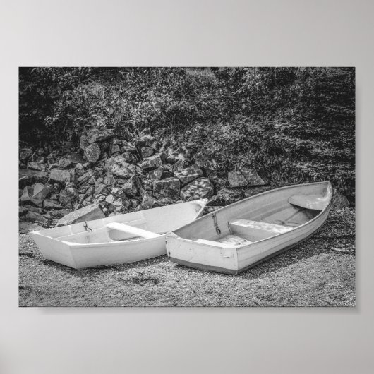 Rowboten Wooden Boats Black en White Poster (Voorkant)