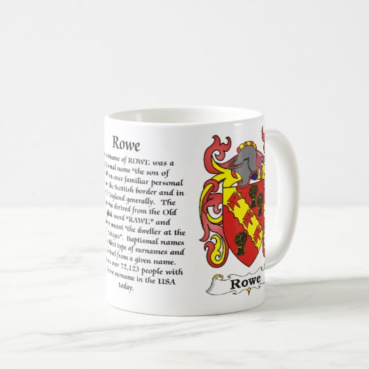 Rowe - Gezinsbekleding van de mok van wapens (Voorkant rechts)