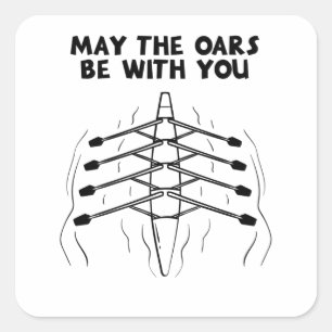 Rowerende vleugelboot vierkante sticker
