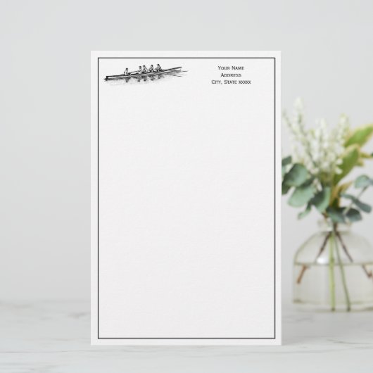 Rowerploeg Watersport Briefpapier (Staand voorkant)