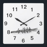 Rowerploeg Watersport Vierkante Klok<br><div class="desc">Watersport - Rowing - Rowers / Bemanningsteam uitnodigingen en accessoires met een tekening van een bemanningsteam / -brouwerij. U kunt deze producten gemakkelijk aanpassen door tekstgebieden toe te voegen, bestaande tekstgebieden te verwijderen, afbeeldingen van het ontwerp te veranderen of extra afbeeldingen van uw keus toe te voegen. U kunt tekstdoopvonten...</div>