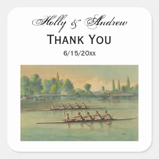  Rowers Race Boat Race Vierkante Sticker (Voorkant)