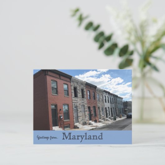 Rowhouses op North Port Street Baltimore Maryland Briefkaart (Staand voorkant)