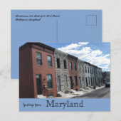 Rowhouses op North Port Street Baltimore Maryland Briefkaart (Voorkant / Achterkant)