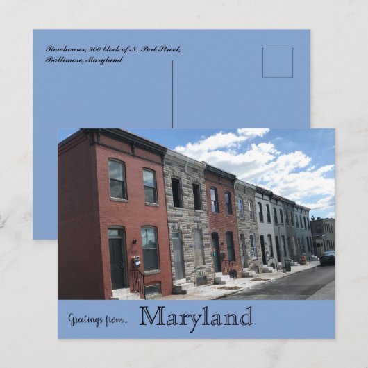 Rowhouses op North Port Street Baltimore Maryland Briefkaart (Voorkant / Achterkant)