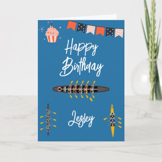 Rowing Birthday Cards Crew Sport Boat Rower Kayak Kaart (Voorkant)