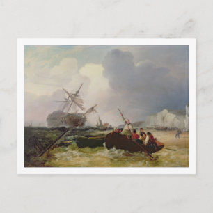 Rowing Boat gaat in een Man-o-oorlog in een Briefkaart