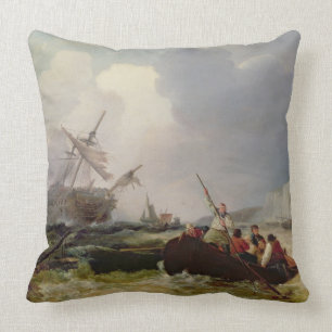 Rowing Boat gaat in een Man-o-oorlog in een Kussen