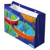 Rowing Boats Gift Bag - Large, Matte Groot Cadeauzakje (Voorkant Gekanteld)