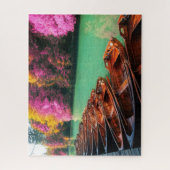 Rowing Boats Lake Trees Plitvice maakt Kroatië Legpuzzel (Verticaal)