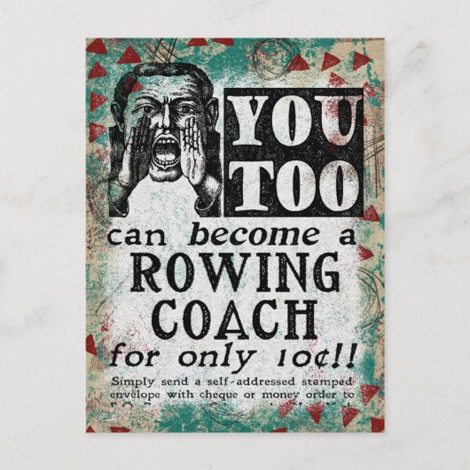 Rowing Coach-Briefkaart - Funny  Retro Briefkaart (Voorkant)