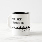 Rowing Crew Quote Personalized Funny Tweekleurige Koffiemok (Voorkant links)