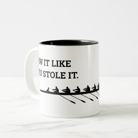 Rowing Crew Quote Personalized Funny Tweekleurige Koffiemok (Voorkant links)