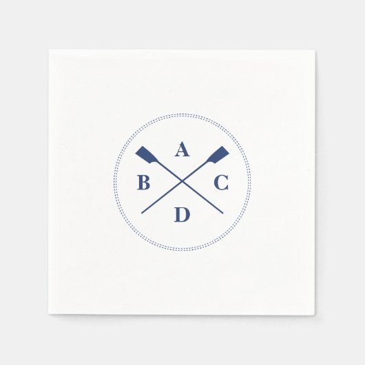 Rowing crossed oars navy initials servet (Voorkant)