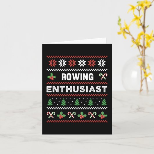 Rowing Enthusiast Ugly KerstSweater Gift Kaart (Gele Bloem)
