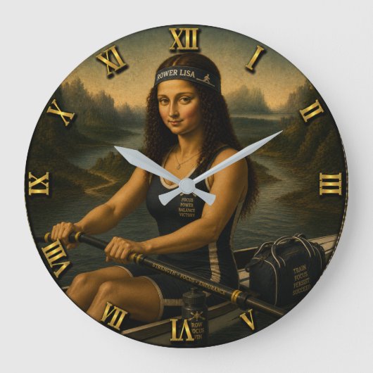 Rowing Funny Mona Lisa Rower Gift for Crew Grote Klok (Voorkant)