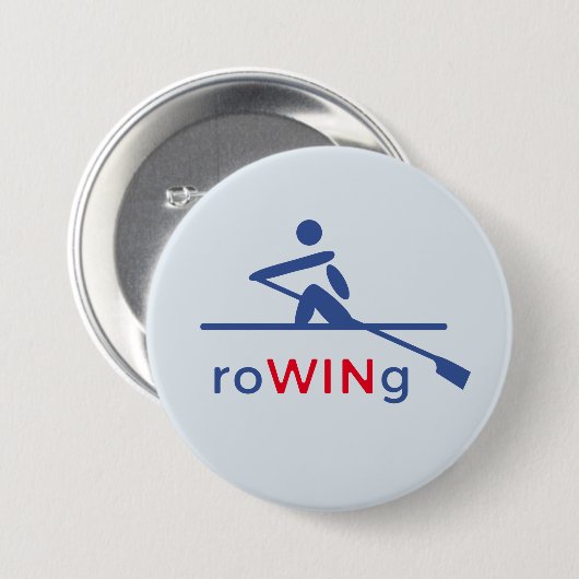 RoWINg motivatie blauw Ronde Button 7,6 Cm (Voorkant /achterkant)