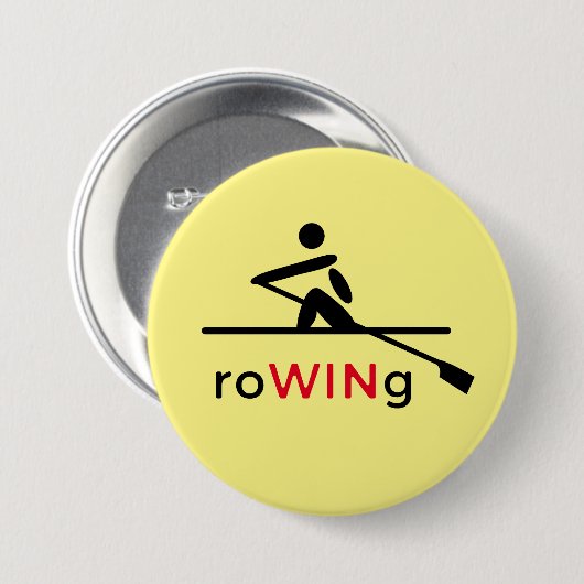 RoWINg motivatie geel Ronde Button 7,6 Cm (Voorkant /achterkant)