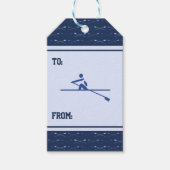 Rowing oars blauw patroon aangepast voor sporten cadeaulabel (Voorkant)