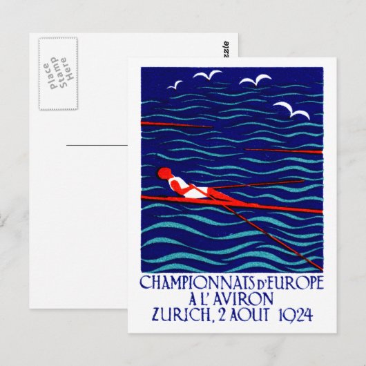 Rowing Poster Zürich 1924 Briefkaart (Voorkant / Achterkant)