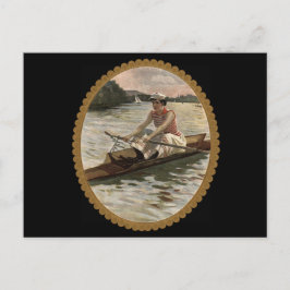 Rowing Scull voor vrouwen op het mooie meer Briefkaart