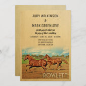 Rowlett Texas Wedding Invitation Horses Kaart (Voorkant / Achterkant)