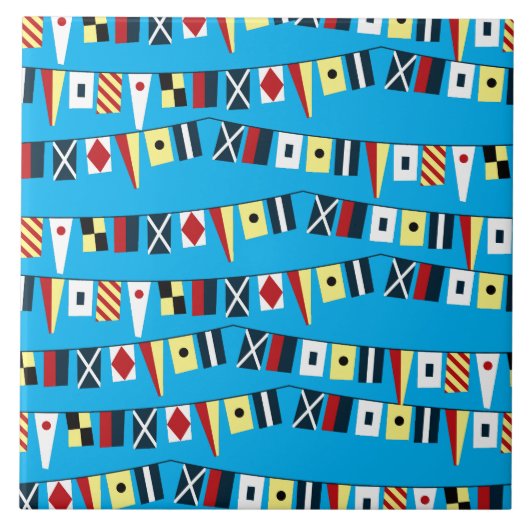 Rows of Colorful Nautical Flags Tile Tegeltje (Voorkant)