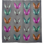 Rows of Gothic Flying Bats Various Colours Grey Douchegordijn (Voorkant)