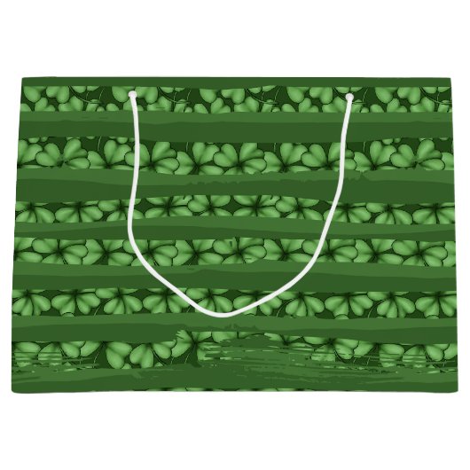 ROWS OF GREEN RIBBON AND IRISH SHAMROCKS GROOT CADEAUZAKJE (Voorkant)