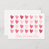 Rows of Pink Hearts Happy Valentijnsdag Kaart (Voorkant / Achterkant)