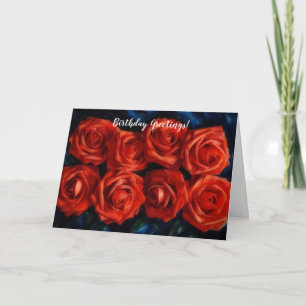 Rows of Red Roses Flower Art Verjaardag Kaart