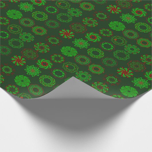 Rows of Wreaths Holiday Wrapping Paper Cadeaupapier (Hoek)