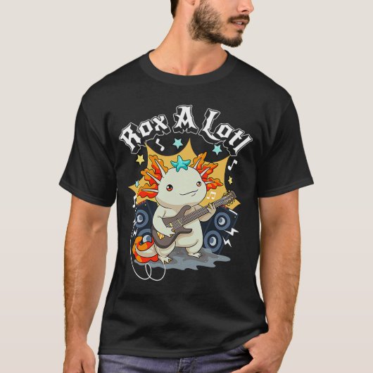 Rox a Lotl Axolotl die Guitar Axolotl Guitari T-shirt (Voorkant)