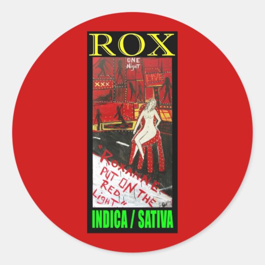 ROX INDICA SATIVA RONDE STICKER (Voorkant)