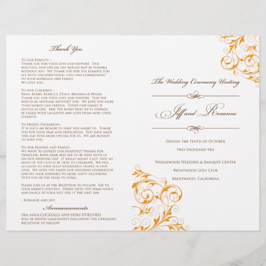 Roxanne's Wedding Programme (Voorkant)