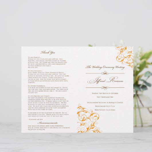 Roxanne's Wedding Programme (Staand voorkant)