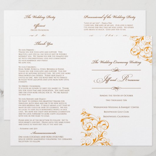 Roxanne's Wedding Programme (Voorkant / Achterkant)