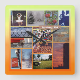 Roxbury, Massachusetts Photo Collage 9958 Vierkante Klok
