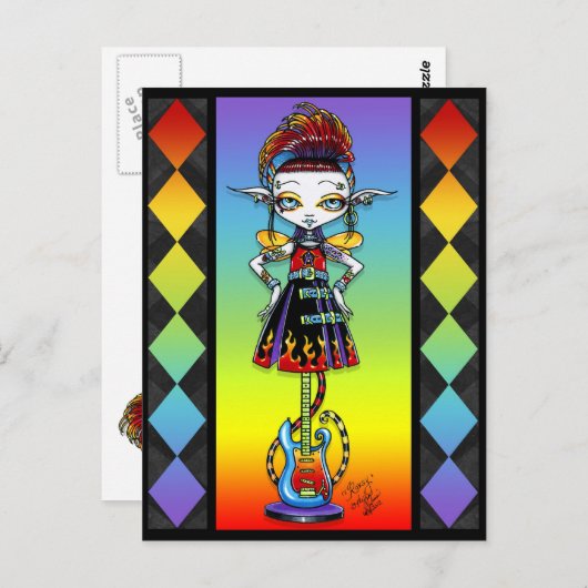 Roxsy Pixie Stick Psychobilly Rainbow Fae Briefkaa Briefkaart (Voorkant / Achterkant)