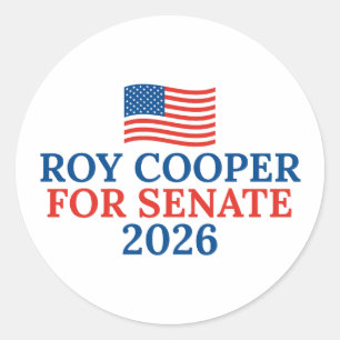 Roy Cooper voor Senaat 2026 Verkiezing Ronde Sticker