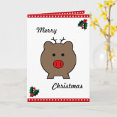 Roy het kerstvarken ~ Vakantie Kaart (Gele Bloem)