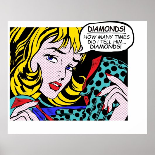 Roy Lichtenstein Comic Art - Meisje met handschoen Poster (Voorkant)