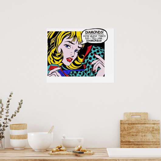 Roy Lichtenstein Comic Art - Meisje met handschoen Poster (Keuken)