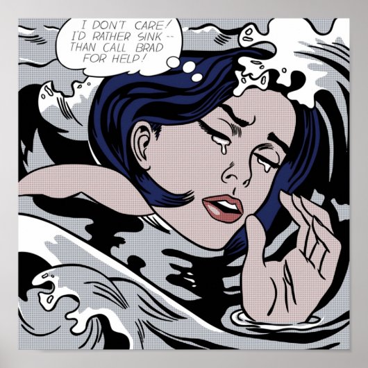 Roy Lichtenstein Drowning Girl Poster (Voorkant)