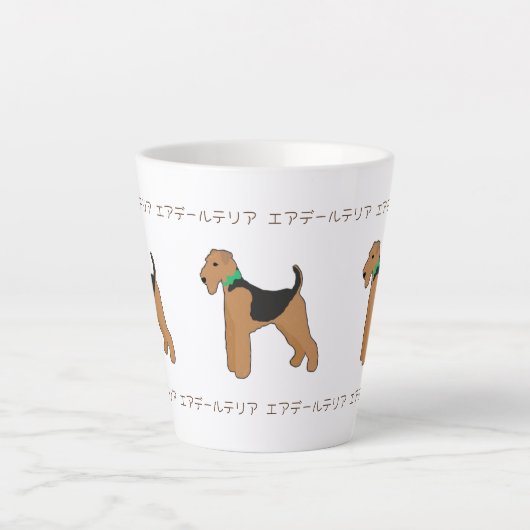 Roy Mocchi Bruno♥Latte Mug Airedale Terrier coffee Latte Mok (Voorkant)
