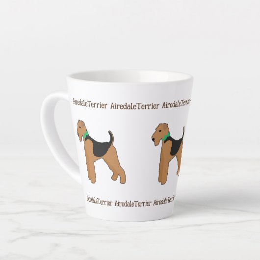 Roy Mocchi Bruno♥Latte Mug Airedale Terrier coffee Latte Mok (Linkerhoek)