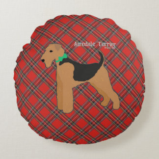 Roy Mocchi Bruno♥Round Pillow Red Airedale Terrier Rond Kussen
