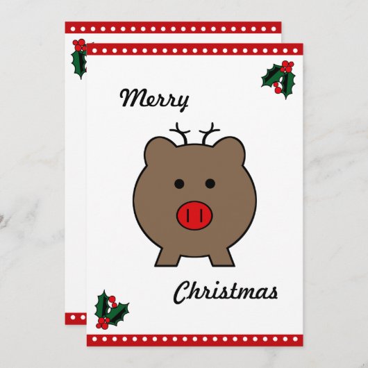 Roy the Kerstmis Pig Feestdagenkaart (Voorkant / Achterkant)